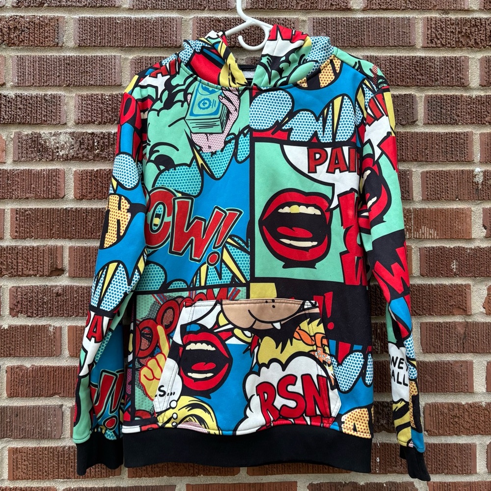 Reason Brand "Money Talks" Comic Hoodie Warm Flannel-Like Lining Mens S